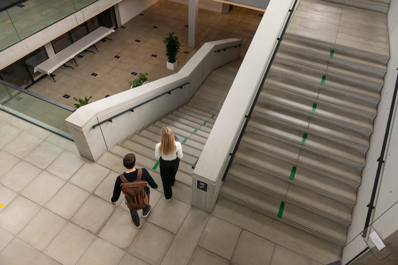 Students on the Manor Road Stairs